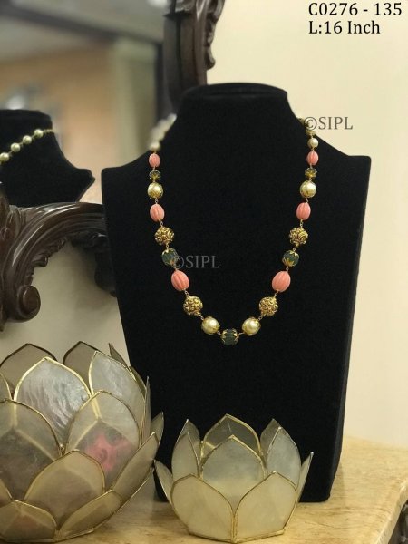 Beautiful Hand Crafted Peach Stone Mala