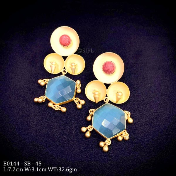 Amazing Gold Plated Monalisa Stone Earring