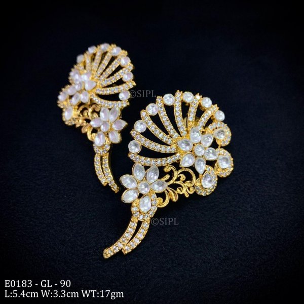 Beautiful floral design studded with american diamond earring