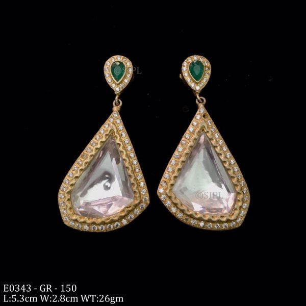 Classic Gold Tone Kundan Polki Chandbali