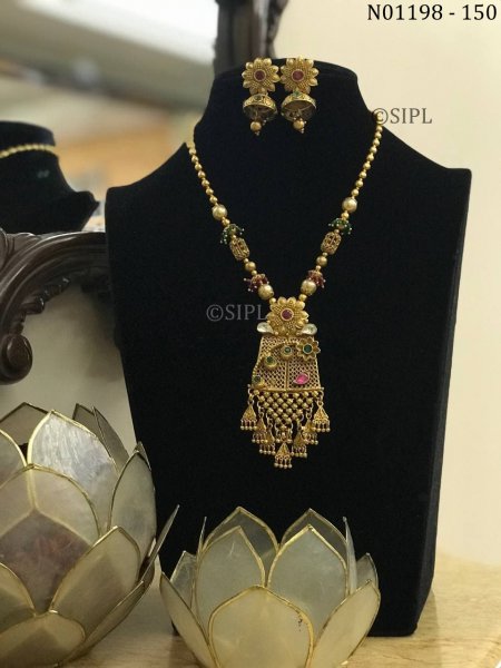 Beautiful South Indian Style Long Necklace Set