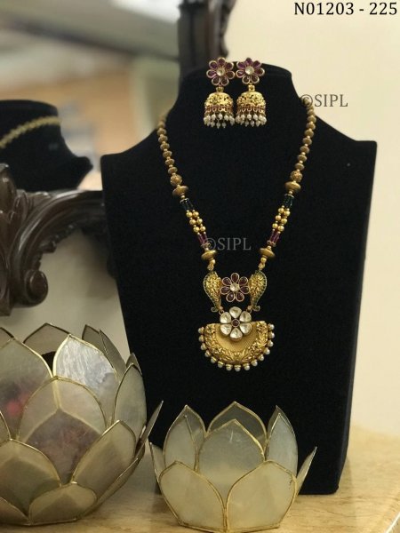 Amazing Design Southern Style Kundan Long Necklace Set