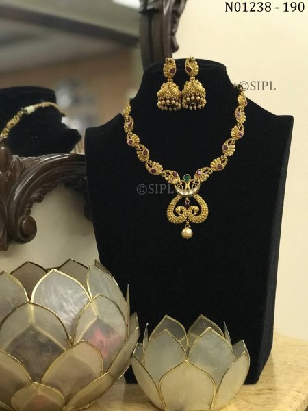 Classic Design Gold Plated Kundan Southern Design Necklace Set