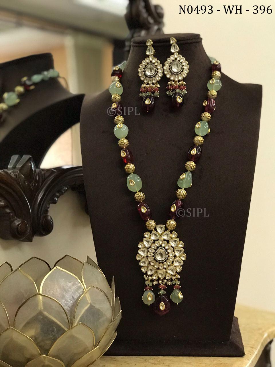 kundan polki pendant set