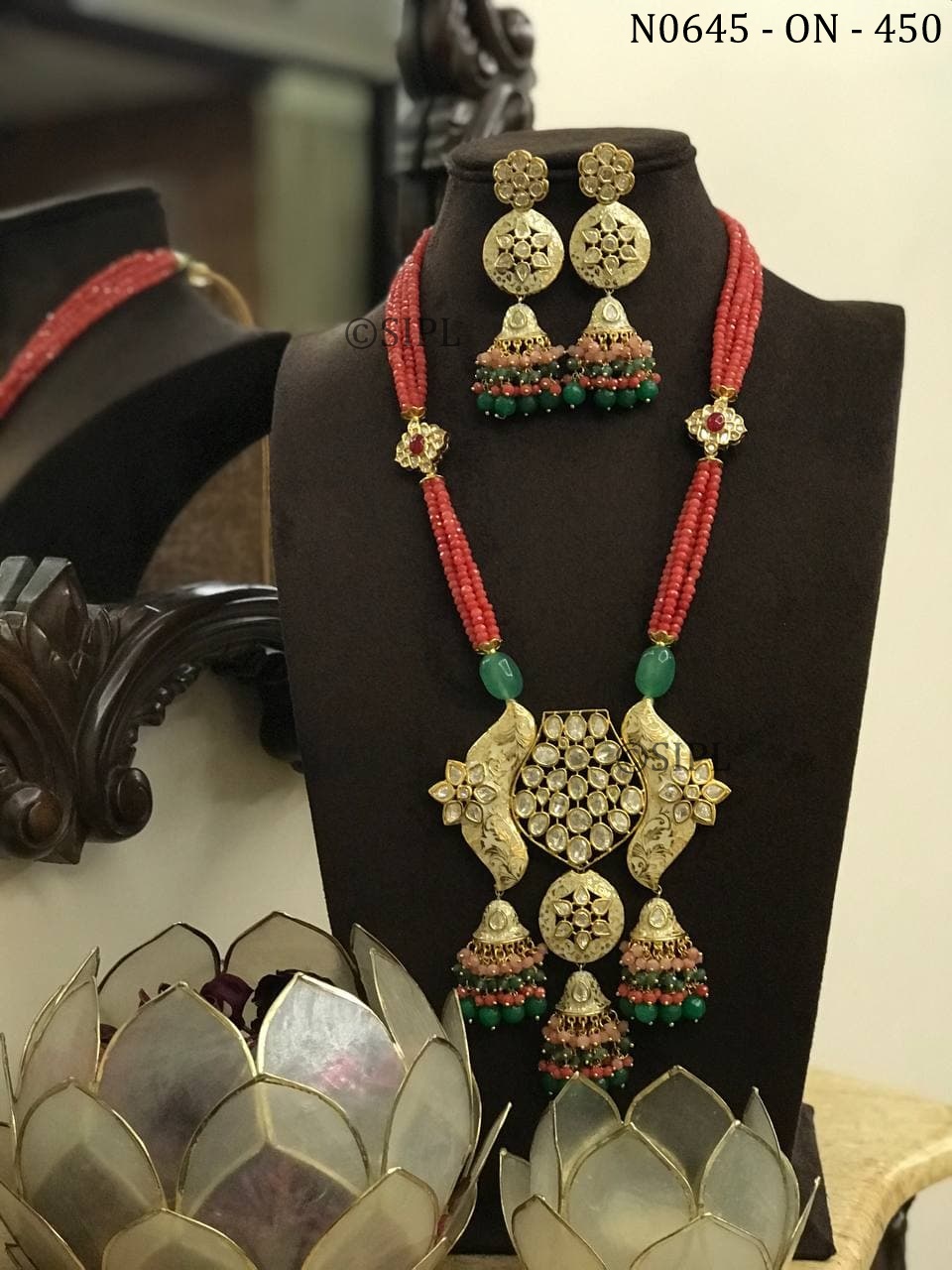 kundan polki pendant set