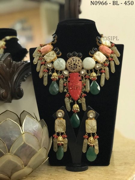 Beautiful Natural Baroque Stone Necklace Set