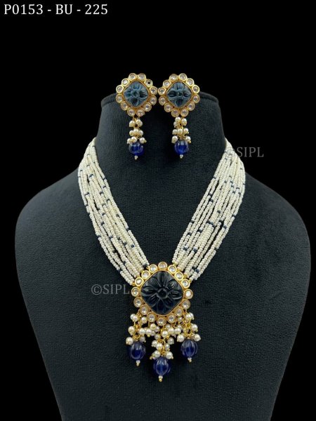 Beautiful Carved Stone Pendant Set